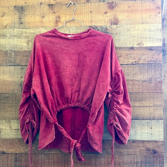 NWOT j. Her Women's Red Tie-Front Top - Picture 1 of 6